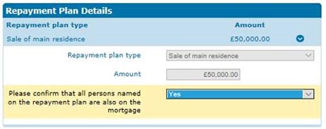 Repayment plan screen grab